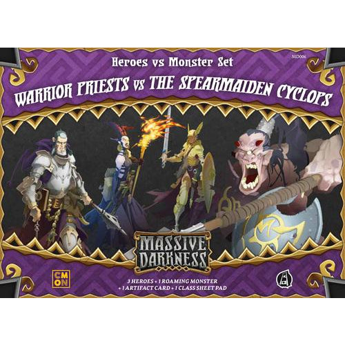 Massive Darkness: Heroes & Monster Set – Warrior Priests vs The Spearmaiden Cyclops - Board Game - The Dice Owl