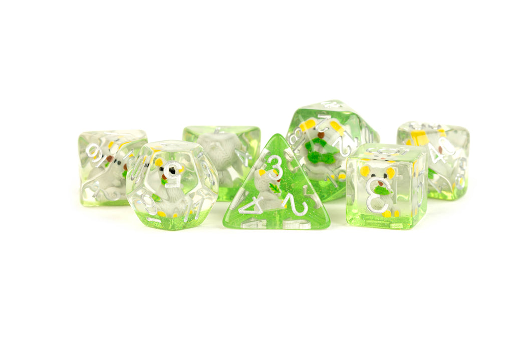 RESIN 7 DICE SET KOALA INCLUSION 16MM